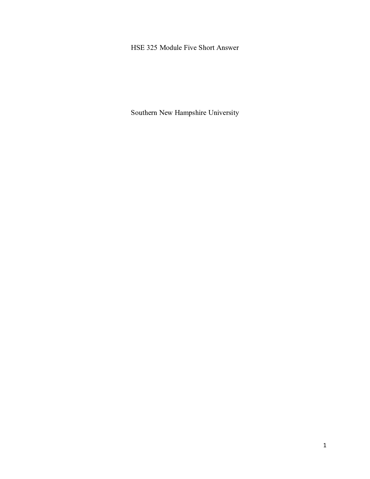 Preview image for HSE 325 Module Five Short Answer|  HSE 325 Module Five Short Answer  Southern New Hamp